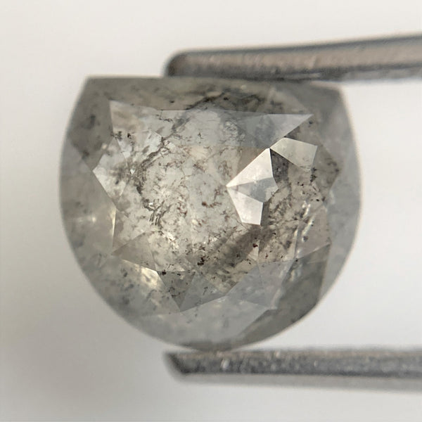 2.19 Ct Natural Loose Diamond Halfmoon Salt and Pepper 8.35 mm x 7.42 mm x 3.72 mm Flat-Base D-Shape Rose Cut Natural Loose Diamond SJ90/55