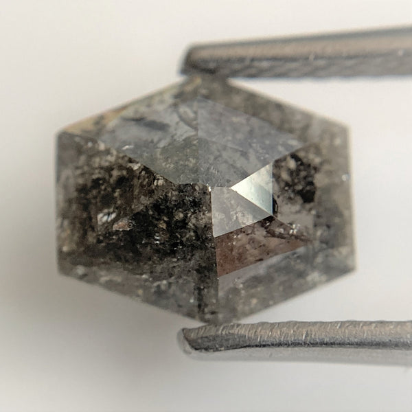 1.47 Ct Hexagon shape 7.49 mm x 8.58 mm x 2.99 mm natural loose diamond/Fancy Grey Color Hexagon Cut loose diamond SJ90/56