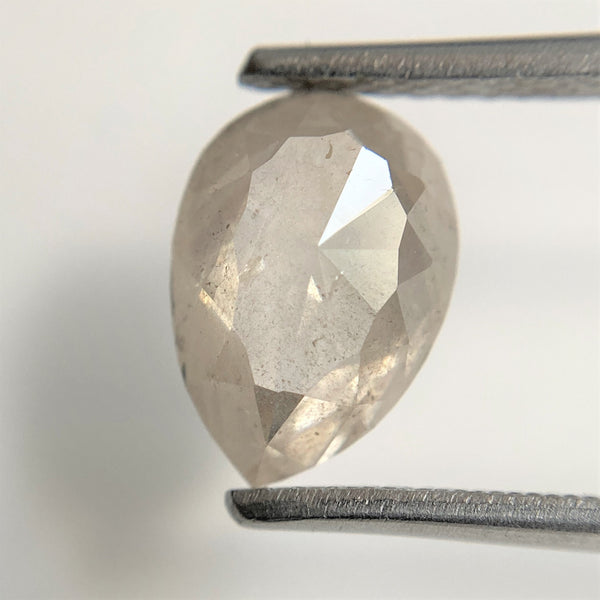 1.53 Ct 9.39 mm x 6.61 mm x 3.13 mm Pear Shape Fancy Grey Salt & Pepper Rose Cut Loose Diamond, Natural Faceted Diamond, SJ93/41