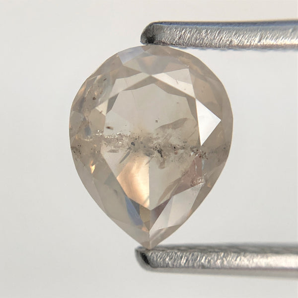 1.39 Ct 7.75 mm x 6.19 mm x 3.20 mm Pear Shape Fancy Grey Salt & Pepper Rose Cut Loose Diamond, Natural Faceted Diamond, SJ93/42