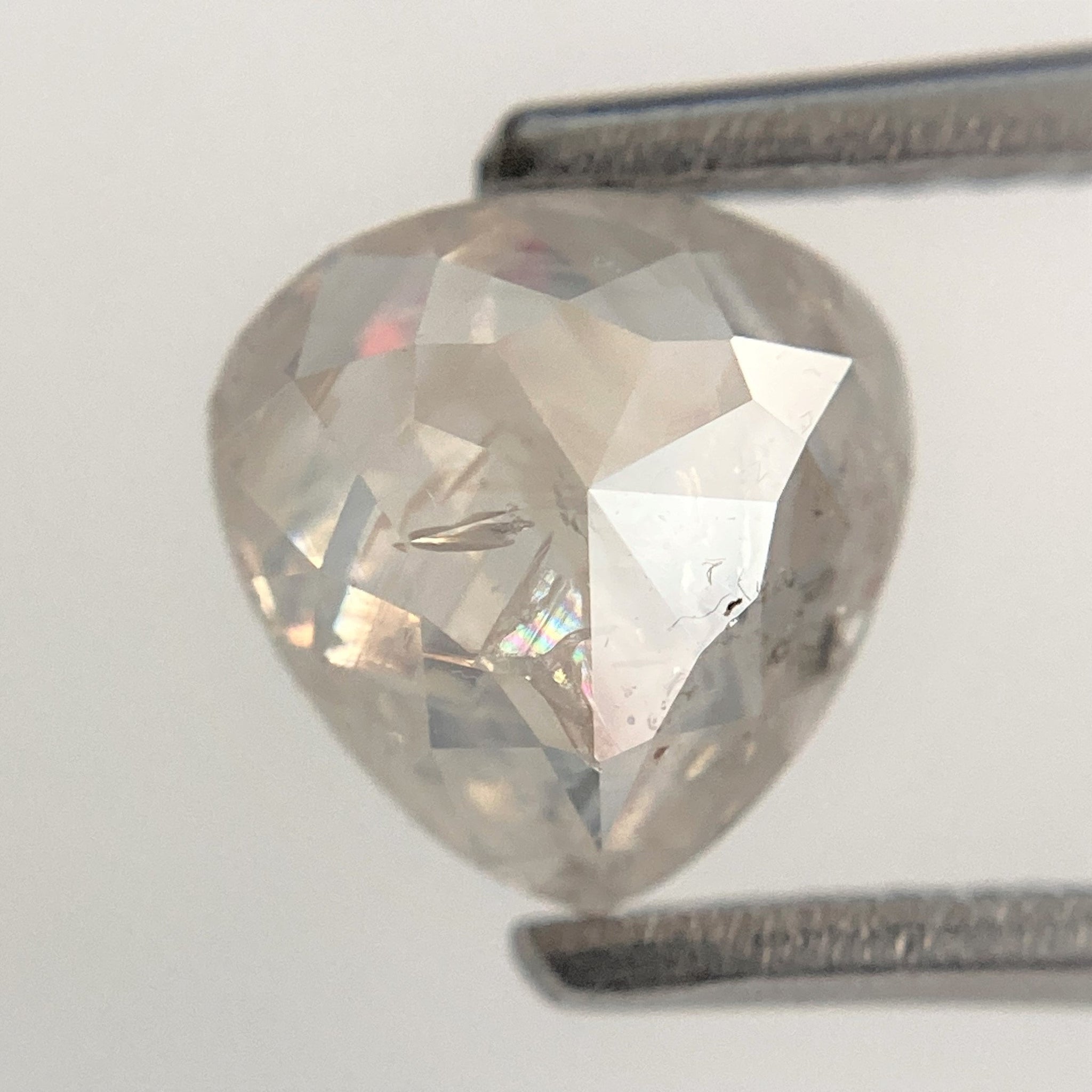 1.25 Ct 6.85 mm x 6.65 mm x 3.22 mm Pear Shape Fancy Grey Salt & Pepper Rose Cut Loose Diamond, Natural Faceted Diamond, SJ93/45