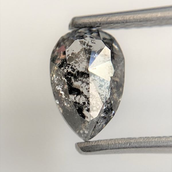 1.22 Ct Pear Cut Loose Natural Diamond Dark Grey Color 7.89 x 5.26 x 3.46 mm, Grey Rose Cut Pear Natural Loose Diamond best for Ring SJ93/52