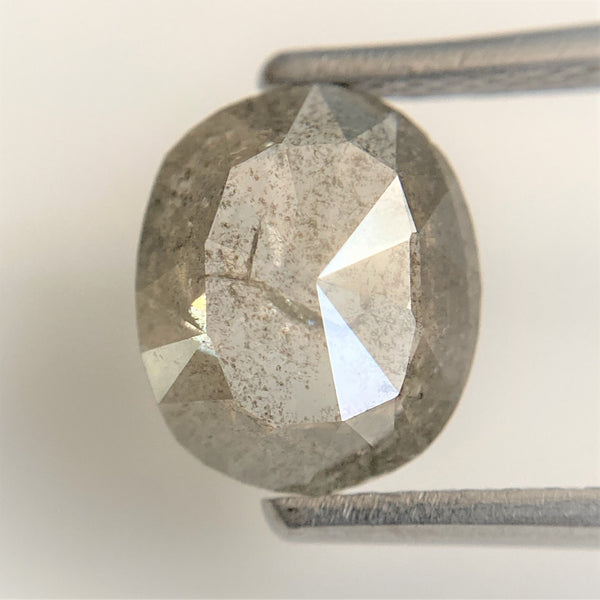 1.54 Ct Oval Shape Grey Color Natural Loose Diamond Flat Base, 8.37 mm x 7.05 mm x 2.77 mm Oval Shape Rose Cut Natural Loose Diamond SJ93/53