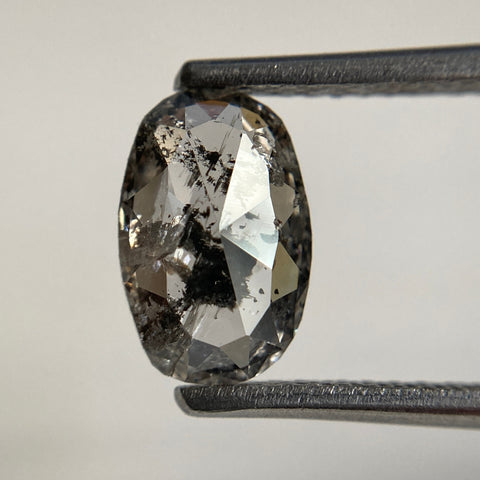 1.29 Ct Natural Loose Diamond Oval Shape Salt and Pepper 8.73 mm x 5.81 mm x 2.71 mm  Gray Oval Shape Rose Cut Natural Loose Diamond SJ93/55