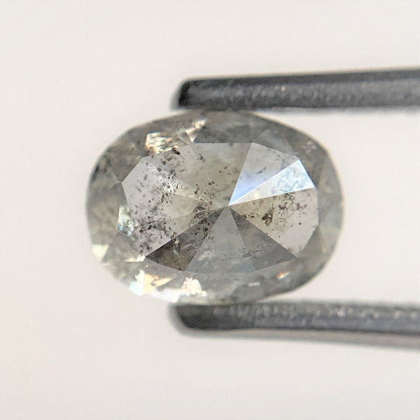 1.35 Ct Natural Loose Diamond Oval Shape Salt and Pepper 6.82 mm x 5.09 mm x 4.22 mm  Gray Oval Shape Rose Cut Natural Loose Diamond SJ93/56