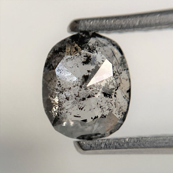 0.99 Ct Oval Shape Gray Natural Loose Diamond 6.48 mm x 5.40 mm x 3.16 mm Salt and pepper Oval Shape Rose Cut Natural Loose Diamond SJ94/47