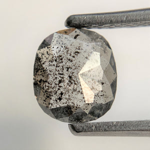 0.77 Ct Salt and pepper oval shape loose natural diamond, 6.79 mm x 6.02 mm x 2.10 mm Rose Cut flat-base Oval Natural Diamond SJ94/68