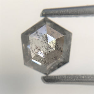 0.77 Ct Natural loose diamond Hexagon Shape Salt and Pepper, 6.17 mm x 5.80 mm x 2.78 mm Hexagonal shape natural diamond, SJ94/85