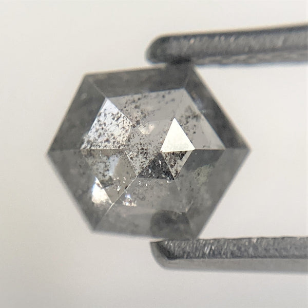 0.77 Ct Natural loose diamond Hexagon Shape Salt and Pepper, 6.17 mm x 5.80 mm x 2.78 mm Hexagonal shape natural diamond, SJ94/85