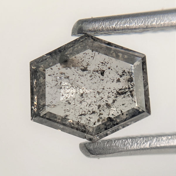 0.60 Ct Hexagon shape natural diamond, 5.91 mm x 6.56 mm x 1.64 mm Hexagon Shape Gray & black salt and pepper diamond SJ94/86