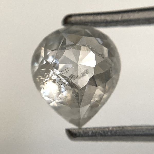 1.46 Ct Pear Shape Gray Rose Cut Natural Loose Diamond, 7.41 mm x 6.51 mmx 3.88 mm Loose Diamond, Rose Cut Diamond SJ94/01