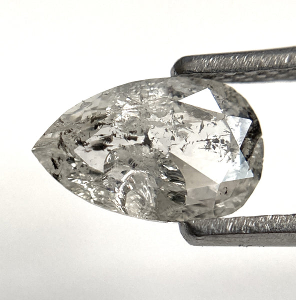 1.09 Ct Natural Loose Diamond Fancy Grey Brilliant Cut Diamond, 8.61 mm x 5.49 mm x 2.88 mm Grey Rose Cut Pear Diamond SJ94/06