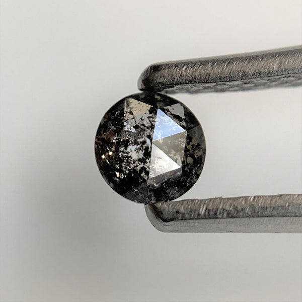 0.39 Ct Round Rose cut Natural Loose Diamond Salt and Pepper pair, 3.48 mm x 1.77 mm  Fancy grey Natural Rustic Diamond for Jewelry SJ06/103