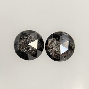 0.56 Ct Round Rose cut Natural Loose Diamond Salt and Pepper pair, 4.04 mm x 1.91 mm Fancy grey Natural Rustic Diamond for Jewelry SJ06/104