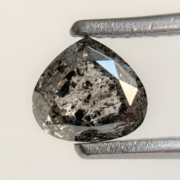 1.04 Ct Gray Black Color Pear Cut Loose Natural Diamond, 5.74 mm x 6.29 mm x 3.29 mm Grey Black Rose Cut Pear Natural Loose Diamond SJ94/28