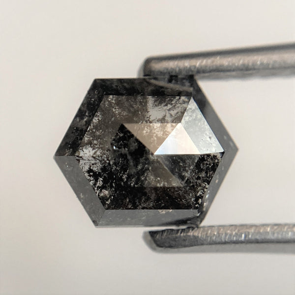 1.12 Ct Black Gray Hexagon Shape Natural Loose Diamond, 6.81 mm x 5.55 mm x 3.18 mm Black Gray Hexagon Cut loose diamond SJ95/22
