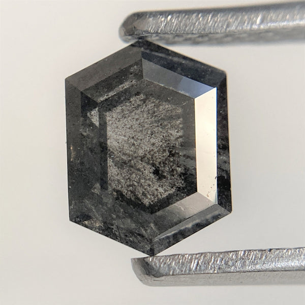0.84 Ct Hexagon Shape Salt and Pepper Natural Loose Diamond, 6.69 mm x 5.00 mm x 2.66 mm Geometry Shape Natural Loose Diamond SJ95/28