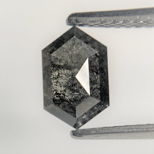 0.75 Ct Salt and Pepper Hexagon Shape Rustic Natural Loose Diamond, 7.89 mm x 5.03 mm x 2.12 mm Gray Color Natural Hexagon Diamond SJ95/32