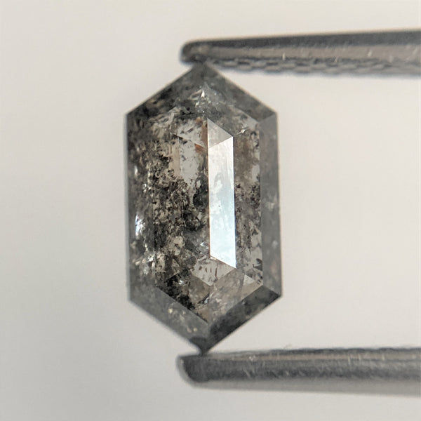 0.84 Ct Salt and Pepper Hexagon Shape Rustic Natural Loose Diamond, 7.84 mm x 4.21 mm x 2.58 mm Gray Color Natural Hexagon Diamond SJ95/34