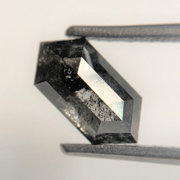 1.63 Ct Salt and Pepper Hexagon Shape Rustic Natural Loose Diamond, 10.35 mm x 5.16 mm x 3.61 mm Gray Color Natural Hexagon Diamond SJ95/37