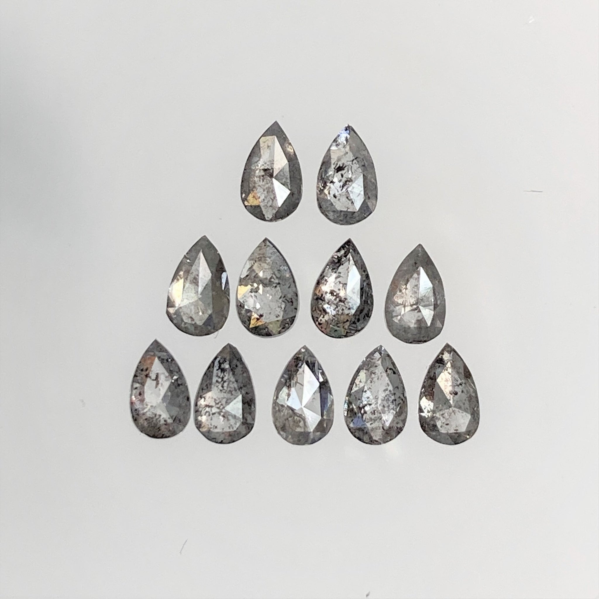 1.14 Ct Pear Shape Natural Loose Diamond 11 Pcs, 3.80 To 3.86 mm, Salt and Pepper Pear Shape Natural Loose Diamond SJ68/106