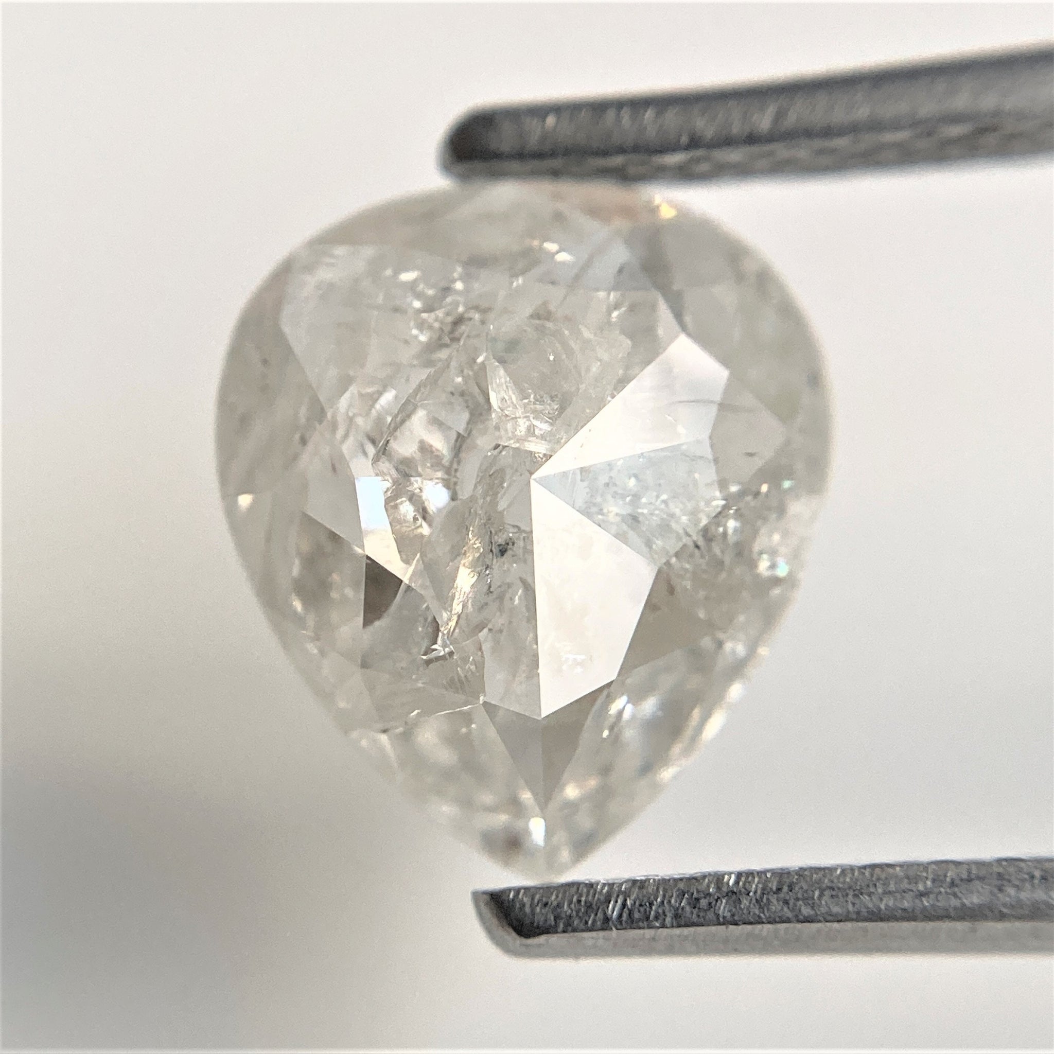 1.54 Ct Pear Cut Natural Loose Dark Grey Diamond 9.12 mm x 7.96 mm x 2.57 mm, Grey Rose Cut Pear Natural Loose Diamond SJ94/90