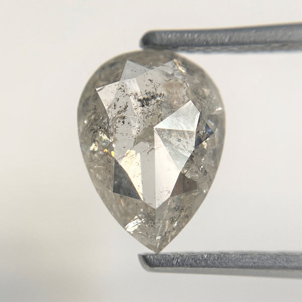 1.51 Ct Pear Shape natural loose diamond, salt and pepper diamond, 9.96 mm x 7.28 mm x 2.53 mm Rose-cut pear shape natural diamond SJ94/91
