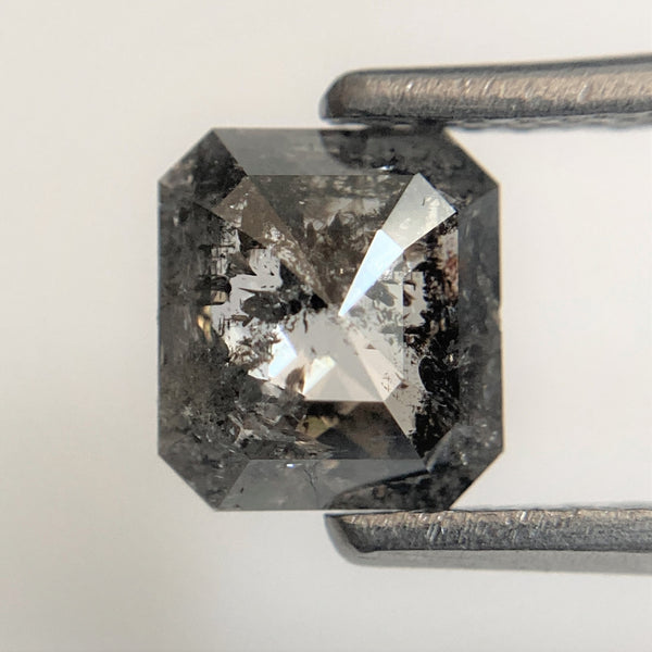 1.14 Ct Emerald Shape Salt and Pepper Natural Diamond, 6.26 mm x 5.65 mm x 2.77 mm Natural Loose Diamond, Emerald Cut Diamond, SJ95/08