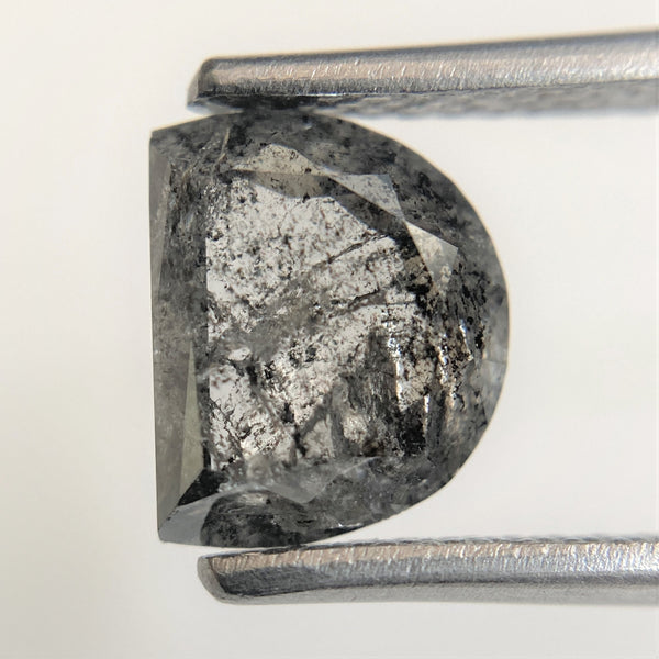 1.52 Ct Natural Loose Diamond Halfmoon Salt and Pepper 7.93 mm x 6.51 mm x 2.95 mm, D-Shape Rose Cut Natural Loose Diamond SJ95/10