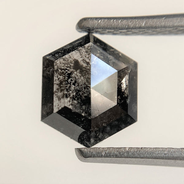0.83 Ct Natural Loose Diamond Hexagon Shape Salt and Pepper, 7.36 mm x 6.19 mm x 2.13 mm Flat-Base Hexagonal shape Natural Diamond SJ95/12