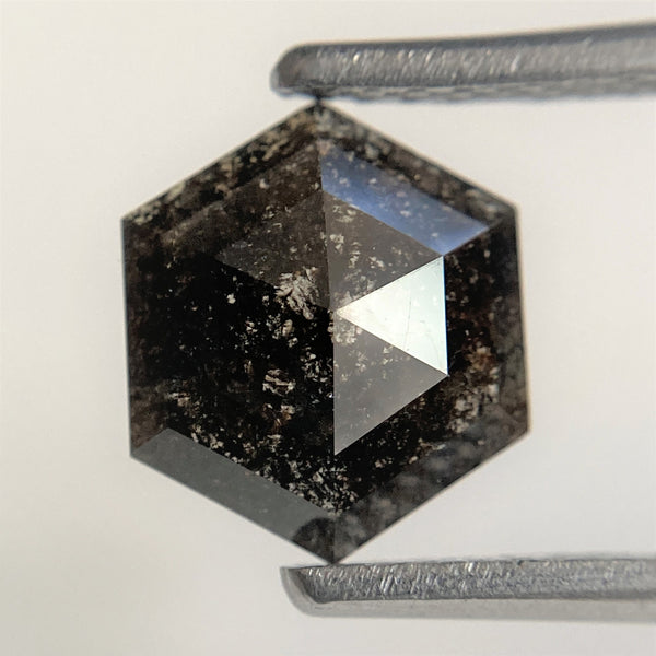 0.88 Ct Natural Loose Diamond Hexagon Shape Salt and Pepper, 8.27 mm x 7.10 mm x 1.94 mm Flat-Base Hexagonal shape Natural Diamond SJ95/13