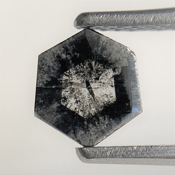 0.84 Ct Natural Loose Diamond Hexagon Shape Salt and Pepper, 6.65 mm x 5.99 mm x 2.38 mm Flat-Base Hexagonal shape Natural Diamond SJ95/16