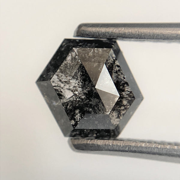 1.12 Ct Black Gray Hexagon Shape Natural Loose Diamond, 6.81 mm x 5.55 mm x 3.18 mm Black Gray Hexagon Cut loose diamond SJ95/22