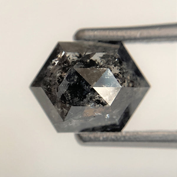 1.61 Ct Black Gray Hexagon Shape Natural Loose Diamond, 7.84 mm x 5.82 mm x 3.96 mm Black Gray Hexagon Cut loose diamond SJ95/23