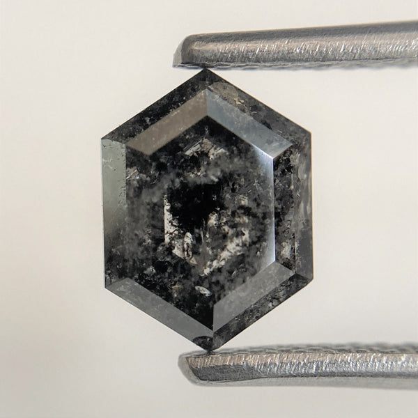 1.61 Ct Black Gray Hexagon Shape Natural Loose Diamond, 7.84 mm x 5.82 mm x 3.96 mm Black Gray Hexagon Cut loose diamond SJ95/23