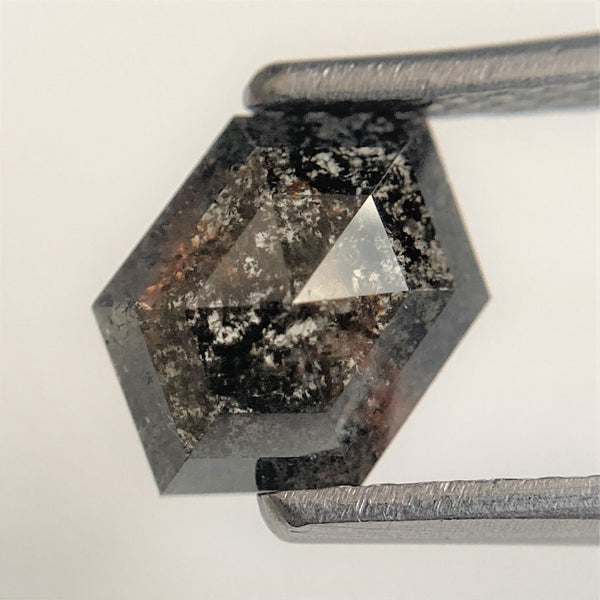 0.93 Ct Black Gray Hexagon Shape Natural Loose Diamond, 8.24 mm x 5.70 mm x 2.43 mm Black Gray Hexagon Cut loose diamond SJ95/25