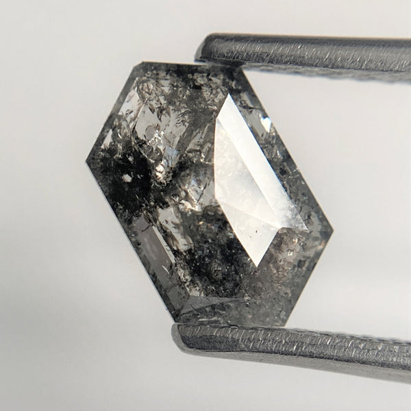 0.94 Ct Salt and Pepper Hexagon Shape Rustic Natural Loose Diamond, 8.83 mm x 5.43 mm x 1.96 mm Gray Color Natural Hexagon Diamond SJ95/31