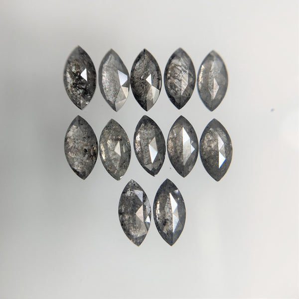 1.17 Ct Salt and Pepper Marquise Shape Diamonds 12 pcs , 2.00 x 4.00 mm Marquise Shape Natural Loose Diamonds ,full-Cut Diamond Lot SJ68/98