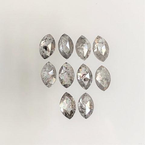 1.09 Ct Salt and Pepper Marquise Shape Diamonds 10 pcs , 4.00 x 2.50 mm Marquise Shape Natural Loose Diamonds ,full-Cut Diamond Lot SJ68/99
