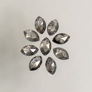 1.01 Ct Salt and Pepper Marquise Shape Diamonds 9 pcs , 4.00 x 2.50 mm Marquise Shape Natural Loose Diamonds ,full-Cut Diamond Lot SJ68/100
