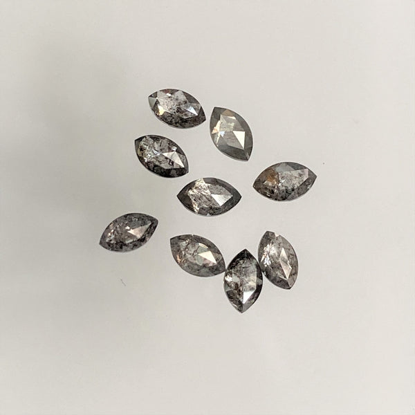 1.01 Ct Salt and Pepper Marquise Shape Diamonds 9 pcs , 4.00 x 2.50 mm Marquise Shape Natural Loose Diamonds ,full-Cut Diamond Lot SJ68/100