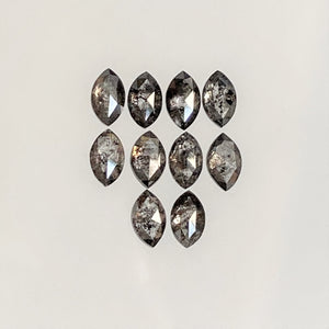 1.06 Ct Salt and Pepper Marquise Shape Diamonds 10 pcs, 4.00 x 2.50 mm Marquise Shape Natural Loose Diamonds ,full-Cut Diamond Lot SJ68/102