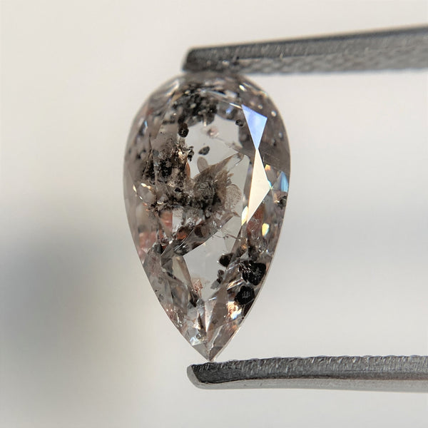 2.64 Ct Pear Shape natural loose diamond, salt and pepper diamond, 11.49 mm x 6.52 mm x 4.21 mm Rose-cut pear shape natural diamond SJ96-08
