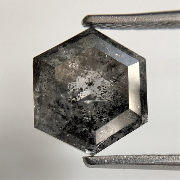 4.83 Ct Hexagon shape salt and pepper natural loose diamond 10.44 mm x 9.28 mm x 6.11 mm Step cut natural diamond for Halo Setting SJ96-03