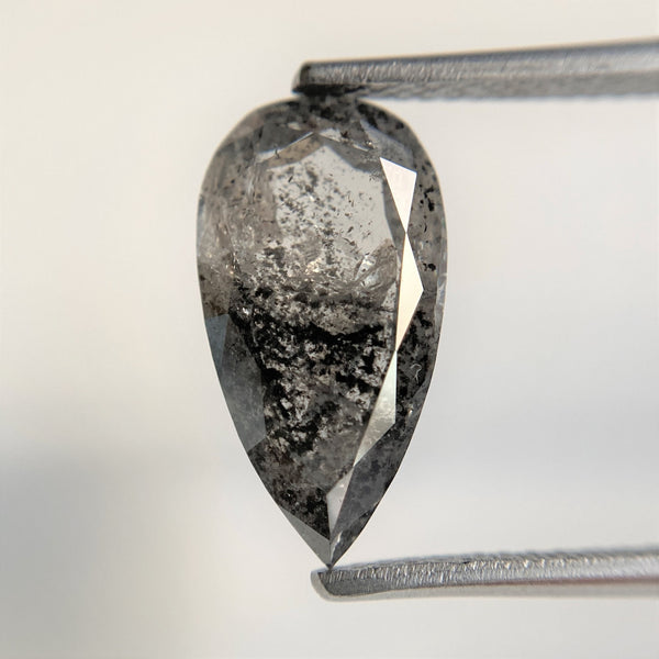 4.00 Ct Pear Shape natural loose diamond, salt and pepper diamond, 14.11 mm x 7.55 mm x 4.01 mm Rose-cut pear shape natural diamond SJ96-07