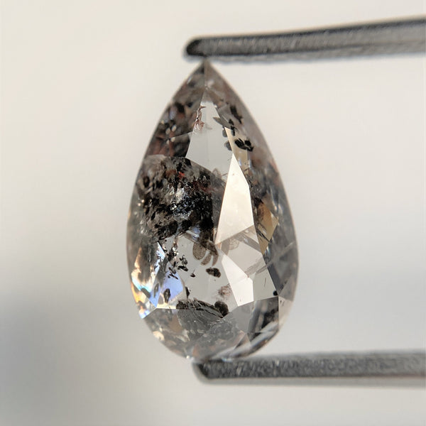 2.64 Ct Pear Shape natural loose diamond, salt and pepper diamond, 11.49 mm x 6.52 mm x 4.21 mm Rose-cut pear shape natural diamond SJ96-08