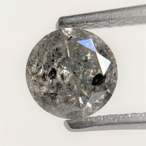 1.20 Ct Salt and Pepper Brilliant Cut Natural Diamond, 6.70 mm x 4.14 mm Grey & Black Loose Diamonds, Natural Loose Diamond SJ97-09