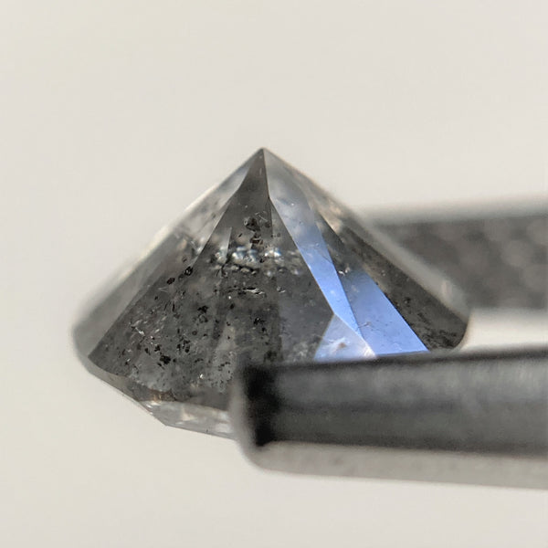 0.95 Ct Natural Salt and Pepper Brilliant Cut Diamond 6.09 mm x 3.93 mm Grey Black Color Loose Diamonds, Natural Loose Diamond SJ97-21