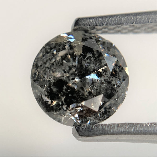 1.00 Ct Natural Loose Diamond Round Brilliant Cut Fancy Gray Black Color i3 Clarity 6.12 mm x 3.96 mm Size, Salt and Pepper Diamond SJ97-30