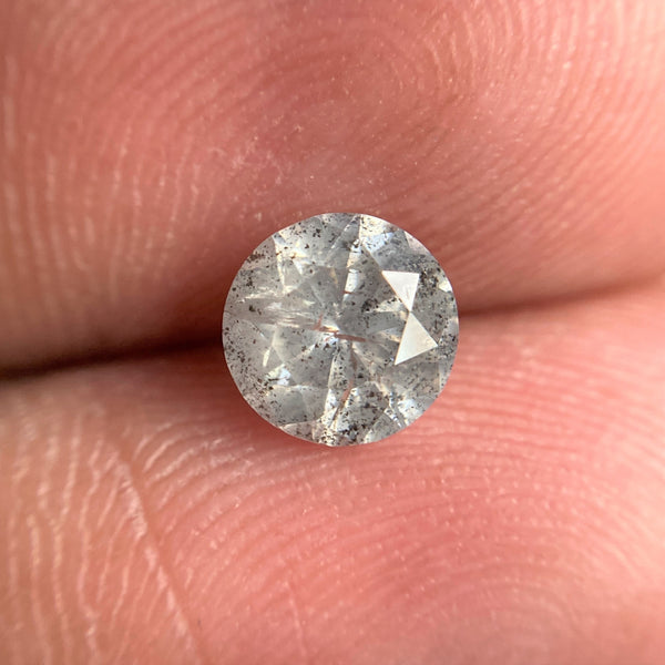 0.95 Ct Natural Salt and Pepper Brilliant Cut Diamond 5.95 mm x 3.90 mm Grey Black Color Loose Diamonds, Natural Loose Diamond SJ97-36